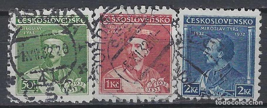 Sellos: CHECOSLOVAQUIA 1932 - CENTENARIO DEL NACIMIENTO DE MIROSLAV TYRS, 3 VALORES - USADOS