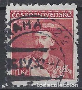 Sellos: CHECOSLOVAQUIA 1932 - CENTENARIO DEL NACIMIENTO DE MIROSLAV TYRS, ROJO CARM&Iacute;N - USADO