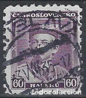 Sellos: CHECOSLOVAQUIA 1933 - CENTENARIO DEL NACIMIENTO DE MIROSLAV TYRS, P&Uacute;RPURA - USADO