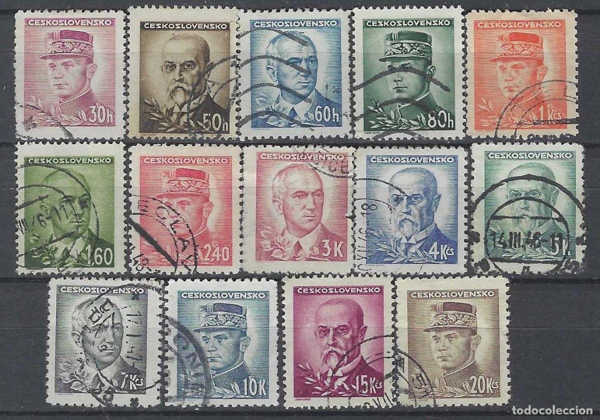 Sellos: CHECOSLOVAQUIA 1945-47 - PERSONAJES, 14 VALORES - USADOS