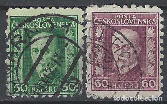 Sellos: CHECOSLOVAQUIA 1926-27 - PRESIDENTE MASARYK, S.COMPLETA, VALORES EN BLANCO - USADOS