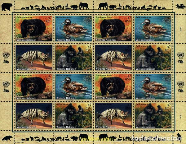Timbres: 10188 MNH NACIONES UNIDAS. Viena 2001 FAUNA EN PELIGRO DE EXTINCION