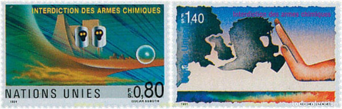 Sellos: 56453 MNH NACIONES UNIDAS. Ginebra 1991 PROHIBICION PARA LA UTILIZACION DE ARMAS QUIMICAS