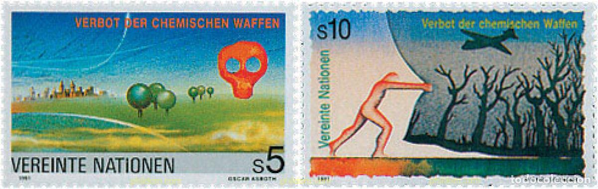 Sellos: 56462 MNH NACIONES UNIDAS. Viena 1991 PROHIBICION PARA LA UTILIZACION DE ARMAS QUIMICAS