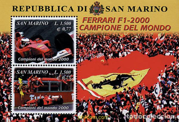 Sellos: 86348 MNH SAN MARINO 2001 FERRARI CAMPEON DEL MUNDO DE FORMULA 1