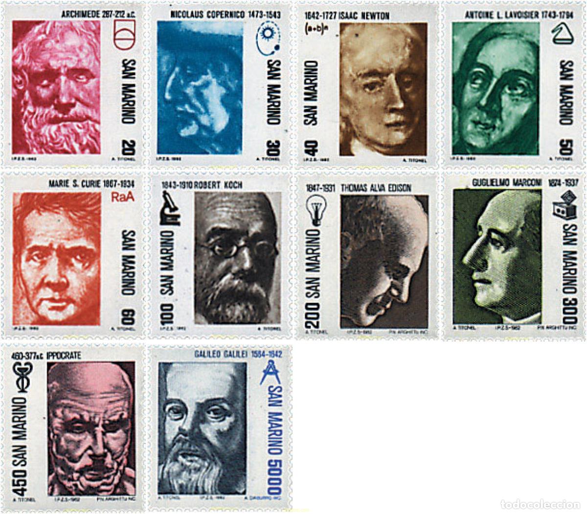 Sellos: 60947 MNH SAN MARINO 1982 PIONEROS DE LA CIENCIA