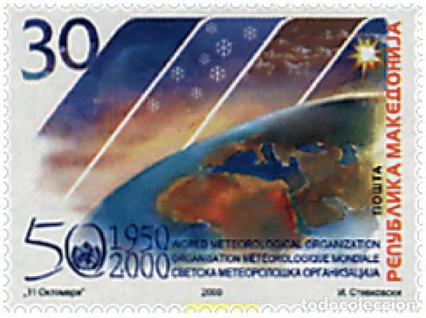 Sellos: 80448 MNH MACEDONIA 2000 50 ANIVERSARIO DE LA ORGANIZACION METEOROLOGICA MUNDIAL