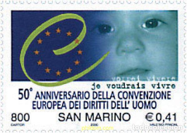 Sellos: 70007 MNH SAN MARINO 2000 50 ANIVERSARIO DE LA DECLARACION EUROPEA DE LOS DERECHOS HUMANOS