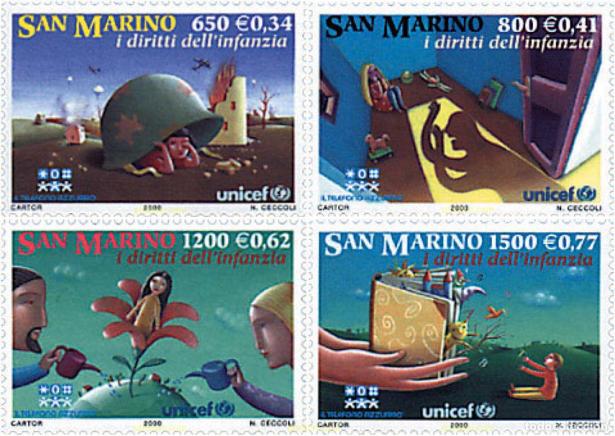 Sellos: 93186 MNH SAN MARINO 2000 10 ANIVERSARIO DE LA CONVENCION DE LA ONU SOBRE LOS DERECHOS INFANTILES