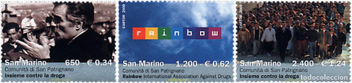 Sellos: 70005 MNH SAN MARINO 2000 5 ANIVERSARIO DE LA SOCIEDAD RAINBOW ANTI DROGA