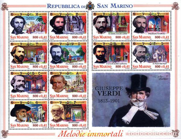 Sellos: 141525 MNH SAN MARINO 2001 CENTENARIO DE LA MUERTE DE GIUSEPPE VERDI