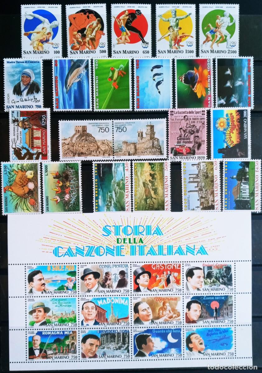 Stamps: SAN MARINO - IVERT A&Ntilde;O 1996 COMPLETO NUEVO ** 38 SELLOS+ 1 CARNET +1 HOJA BLOQUE