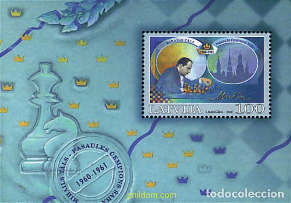 Sellos: 86591 MNH LETONIA 2001 40 ANIVERSARIO DE LA VICTORIA DE MIKHAIL TAL EN EL CAMPEONATO MUNDIAL DE AJE