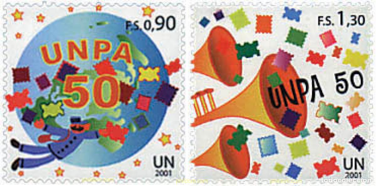Sellos: 87475 MNH NACIONES UNIDAS. Ginebra 2001 50 ANIVERSARIO DE LA ADMINISTRACION POSTAL DE LAS NACIONES