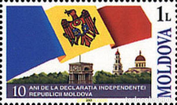 Sellos: 81369 MNH MOLDAVIA 2001 10 A&Ntilde;OS DE LA DECLARACION DE INDEPENDENCIA DE LA REPUBLICA DE MOLDAVIA