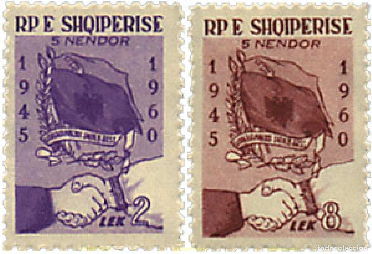 Sellos: 111639 MNH ALBANIA 1961 15 ANIVERSARIO DE LA AMISTAD ALBANO-SOVIETICA