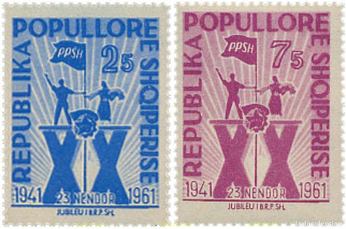 Sellos: 111646 MNH ALBANIA 1961 20 ANIVERSARIO DEL PARTIDO DE LOS TRABAJADORES