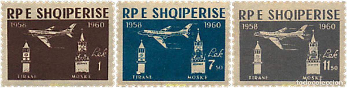 Briefmarken: 123219 MNH ALBANIA 1960 2 ANIVERSARIO DE LA LINEA AEREA TIRANA-MOSCU