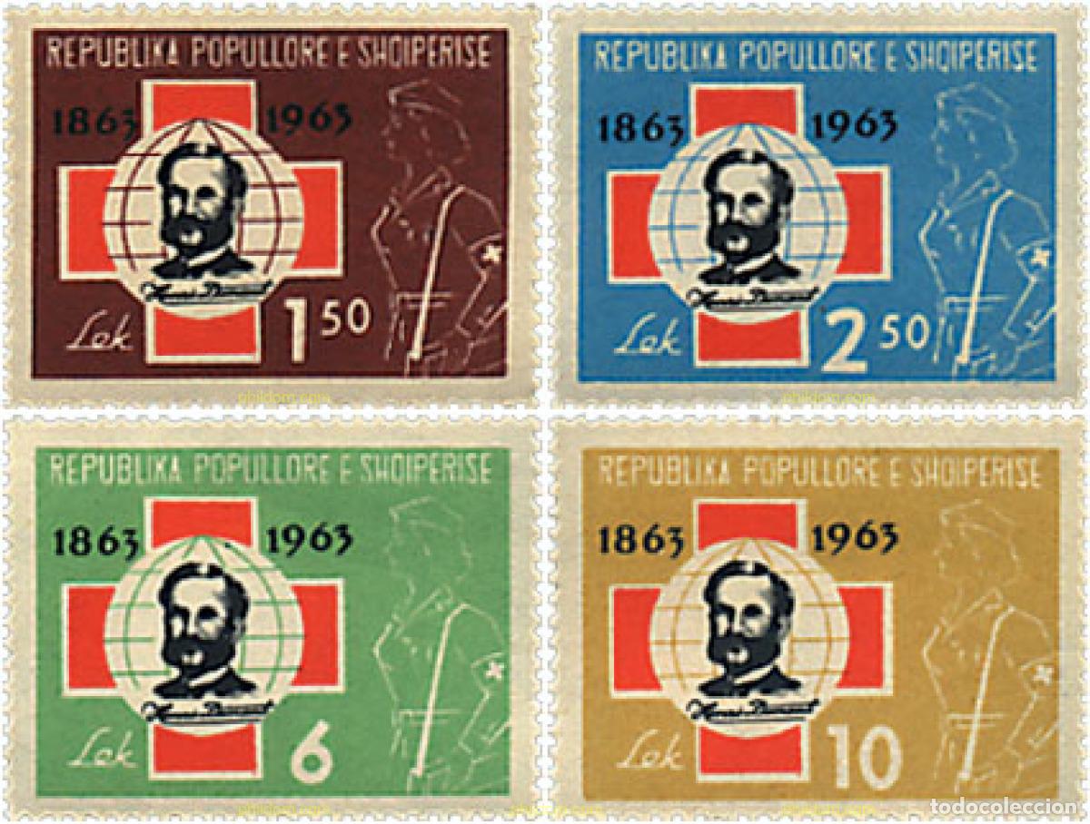 Sellos: 111673 MNH ALBANIA 1963 CENTENARIO DE LA CRUZ ROJA INTERNACIONAL