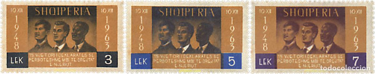 Sellos: 111689 MNH ALBANIA 1963 15 ANIVERSARIO DE LA DECLARACION UNIVERSAL DE LOS DERECHOS HUMANOS