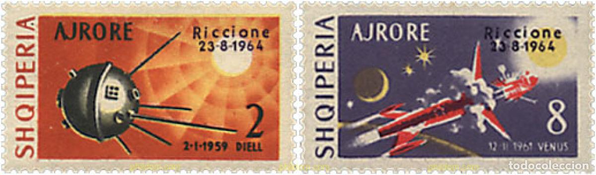 Sellos: 111707 MNH ALBANIA 1964 EXPOSICION FILATELICA INTERNACIONAL DE SELLO DE DEPORTES EN RICIONE