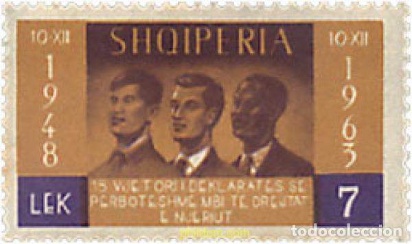 Sellos: 680796 MNH ALBANIA 1963 15 ANIVERSARIO DE LA DECLARACION UNIVERSAL DE LOS DERECHOS HUMANOS