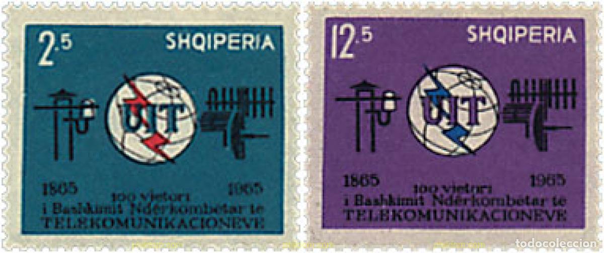 Sellos: 112012 MNH ALBANIA 1965 CENTENARIO DE LA UNION INTERNACIONAL DE TELECOMUNICACIONES