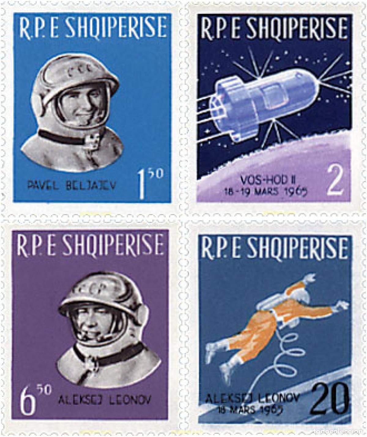 Sellos: 112014 MNH ALBANIA 1965 COSMONAUTAS SOVIETICOS