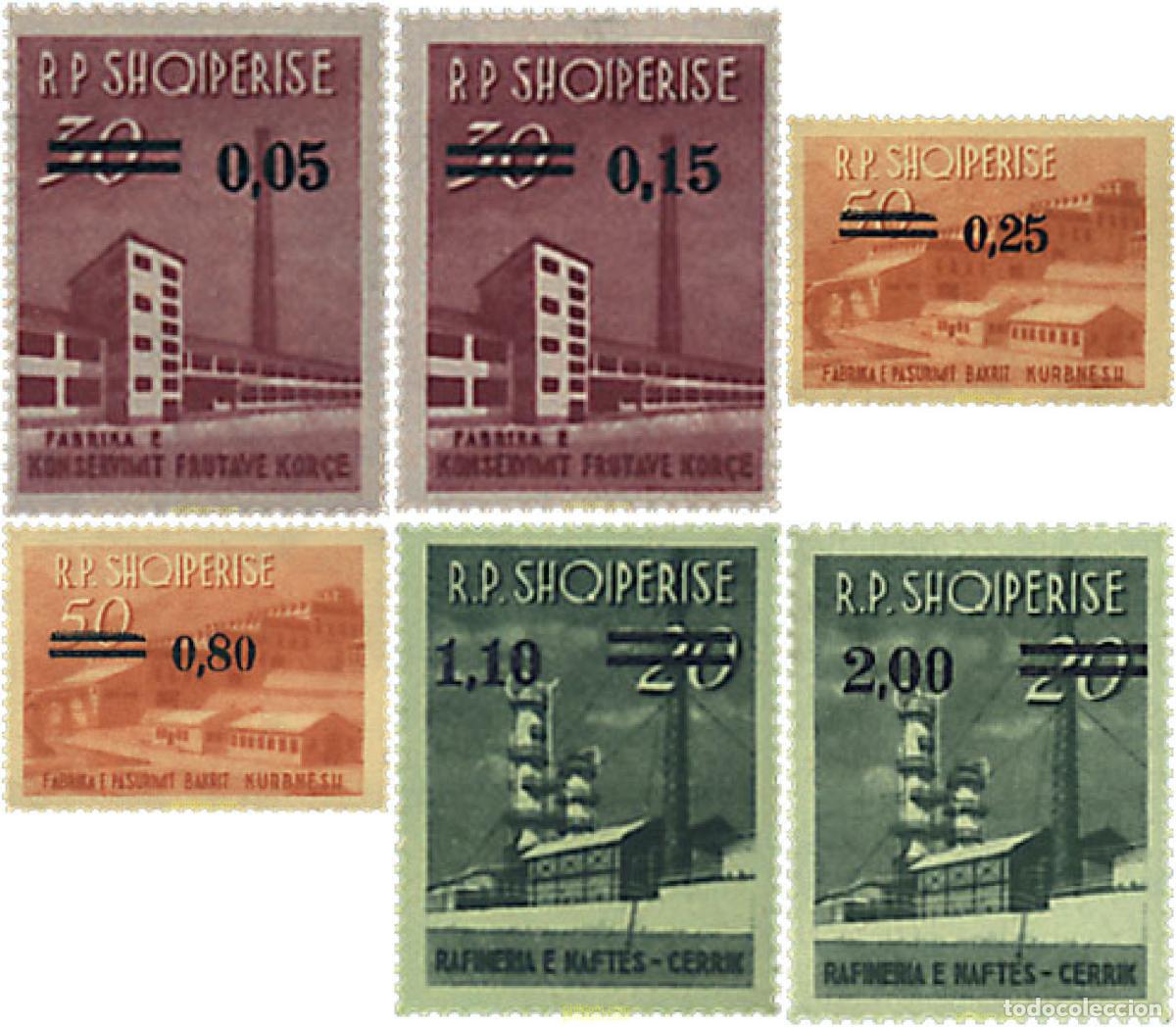 Sellos: 112019 MNH ALBANIA 1965 INDUSTRIAS. SELLOS DE 1963 HABILITADOS NUEVO VALOR