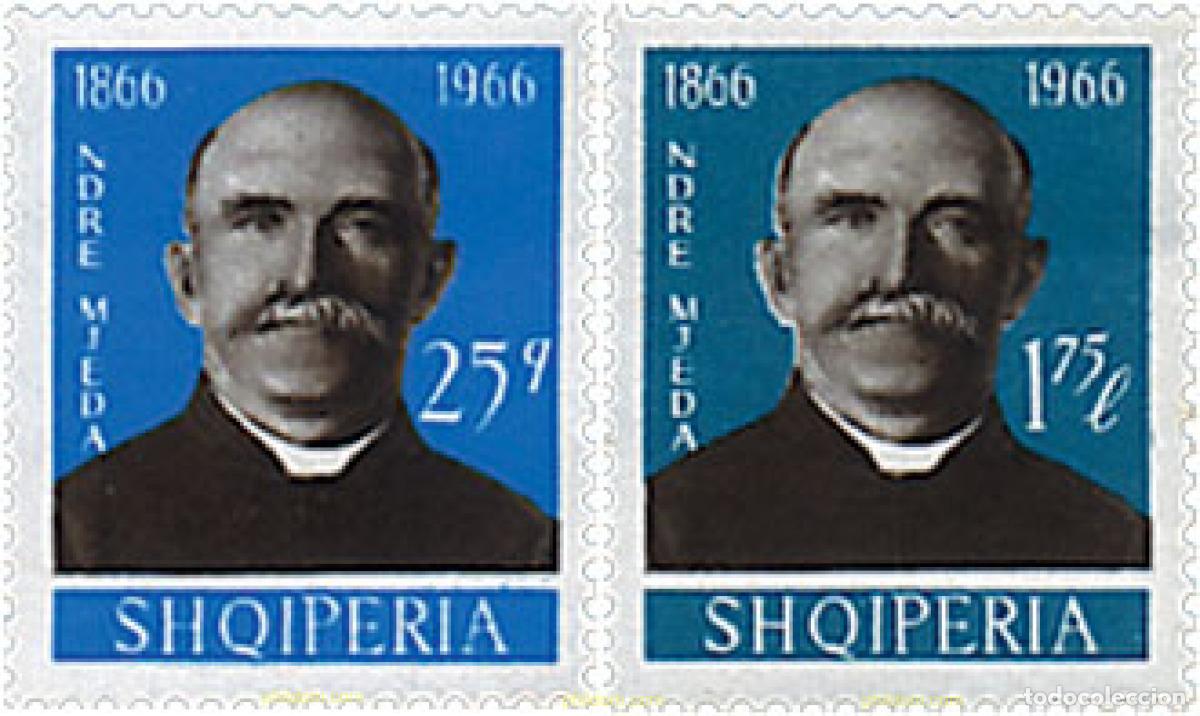 Sellos: 112031 MNH ALBANIA 1966 CENTENARIO DEL NACIMIENTO DE NDRE MJEDA