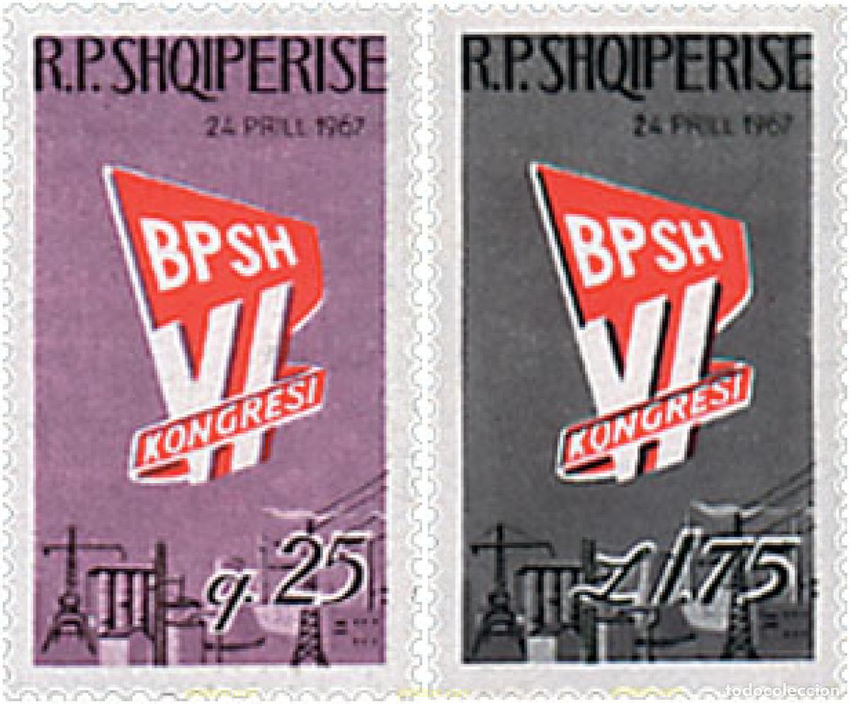 Sellos: 112035 MNH ALBANIA 1967 6 CONGRESO DE LA UNION DE TRABAJADORES ALBANOS
