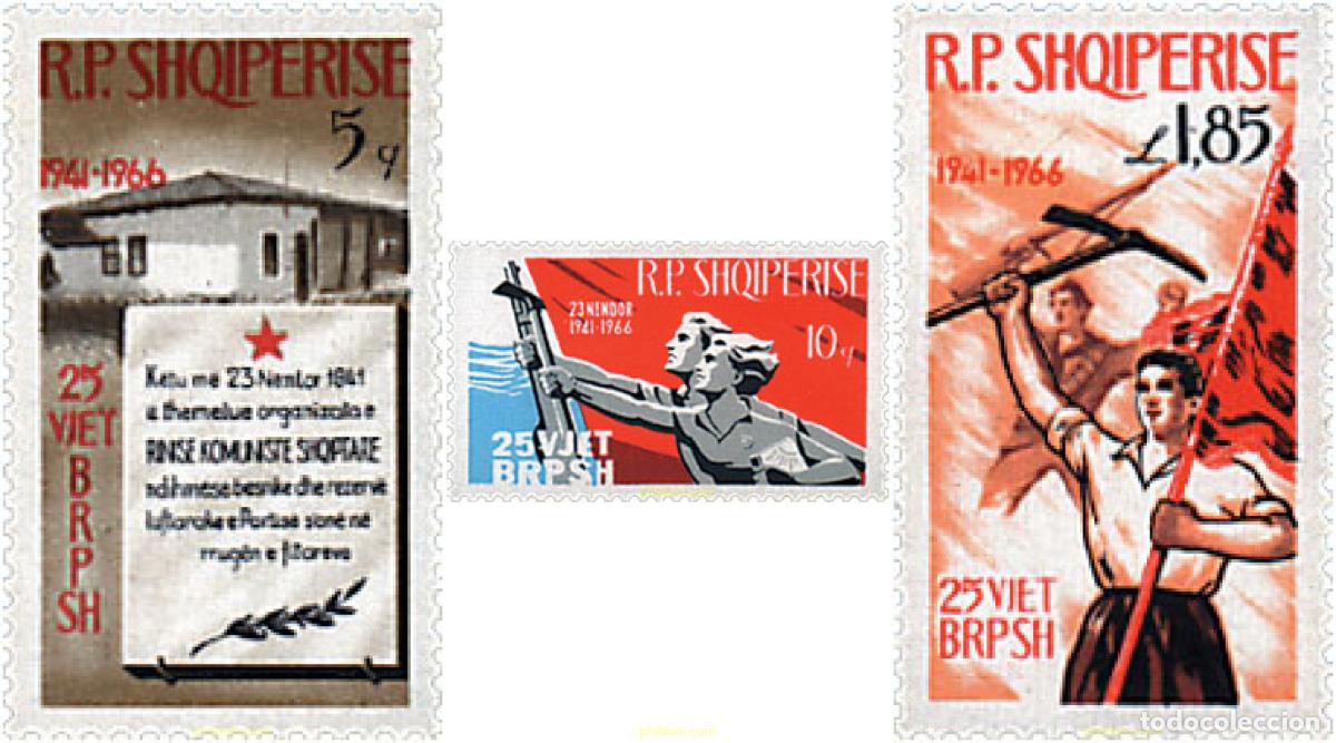 Sellos: 112034 MNH ALBANIA 1966 25 ANIVERSARIO DE LAS JUVENTUDES SOCIALISTAS