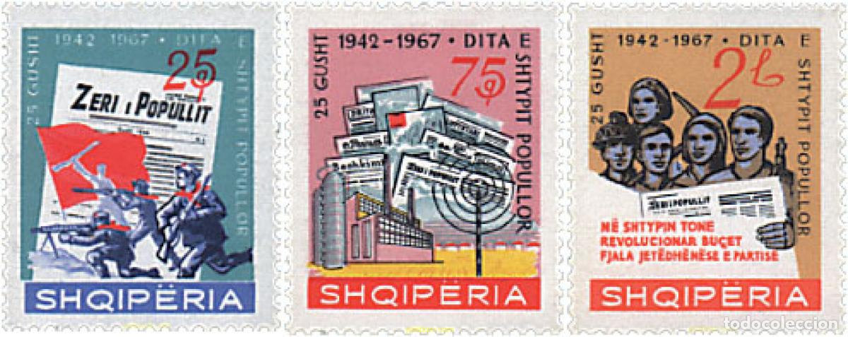 Sellos: 579381 HINGED ALBANIA 1967 25 ANIVERSARIO DE LA PRENSA ALBANESA