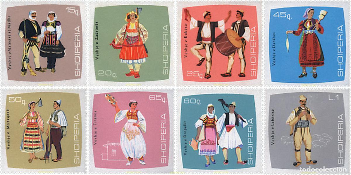 Sellos: 123594 MNH ALBANIA 1967 TRAJES REGIONALES