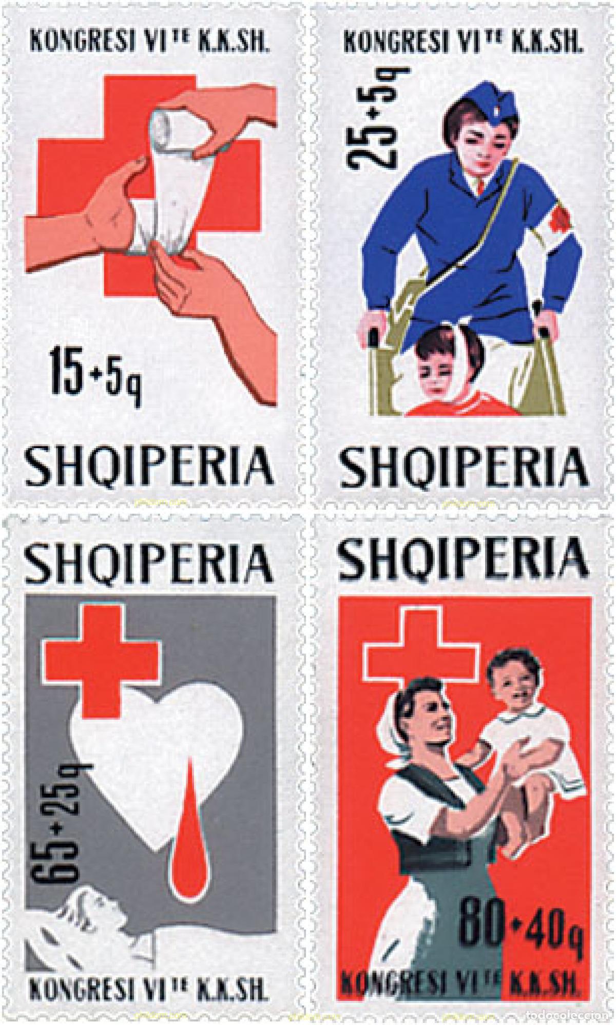 Sellos: 112049 MNH ALBANIA 1967 6 CONGRESO DE LA CRUZ ROJA NACIONAL