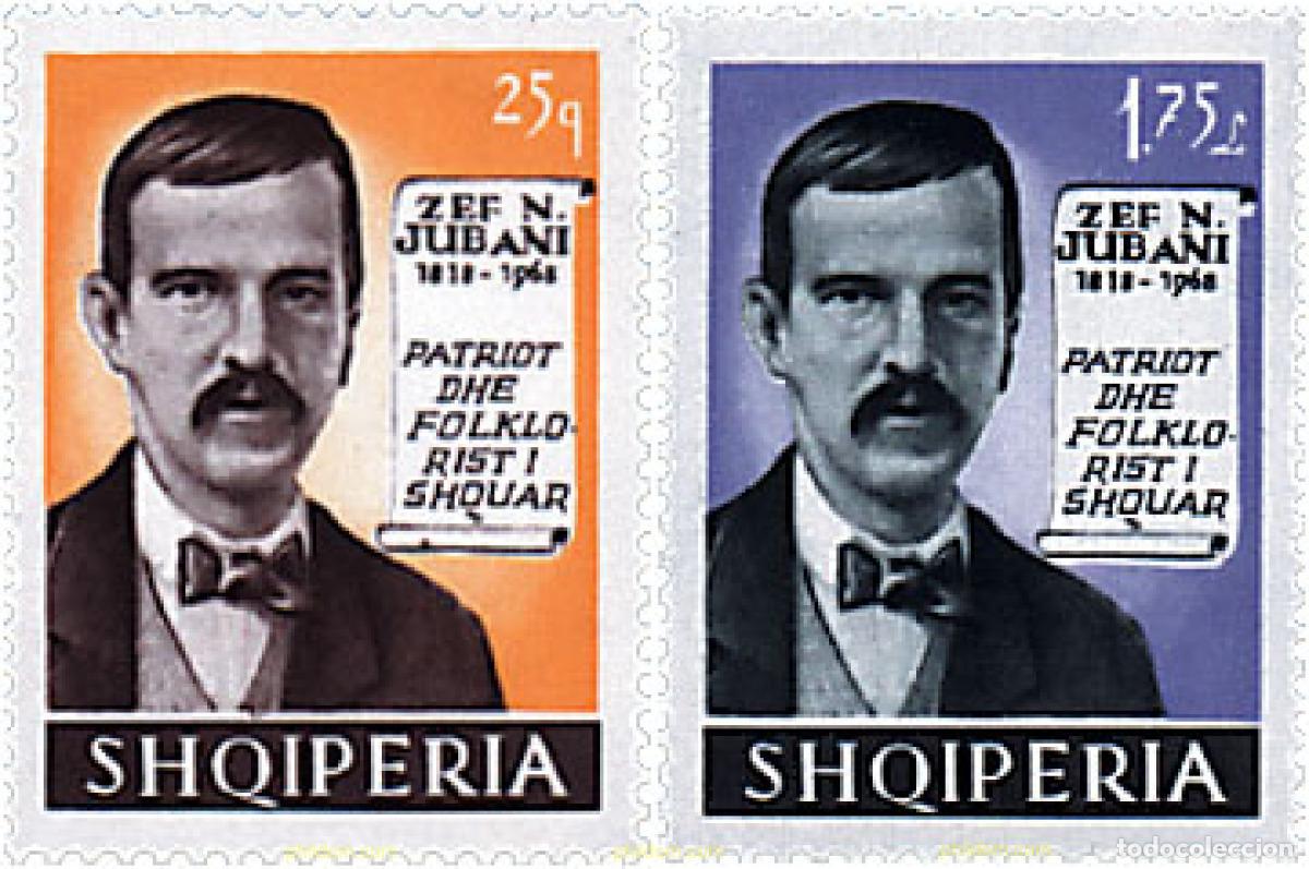 Sellos: 112052 MNH ALBANIA 1968 150 ANIVERSARIO DEL NACIMIENTO DE ZEF N. JUBANI