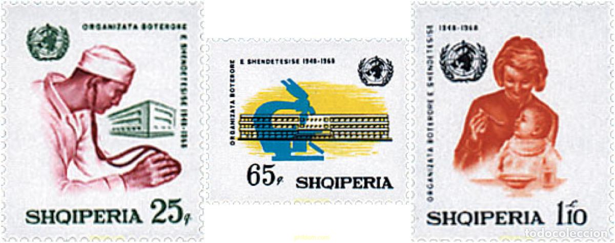 Sellos: 112053 MNH ALBANIA 1968 20 ANIVERSARIO DE LA ORGANIZACION MUNDIAL DE LA SALUD