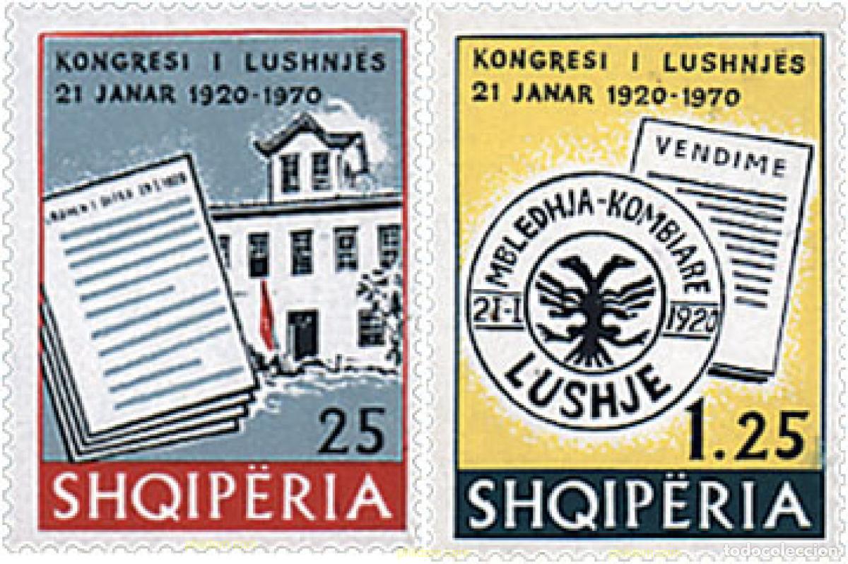 Sellos: 112073 MNH ALBANIA 1970 50 ANIVERSARIO DEL CONGRESO DE LUSHNJA
