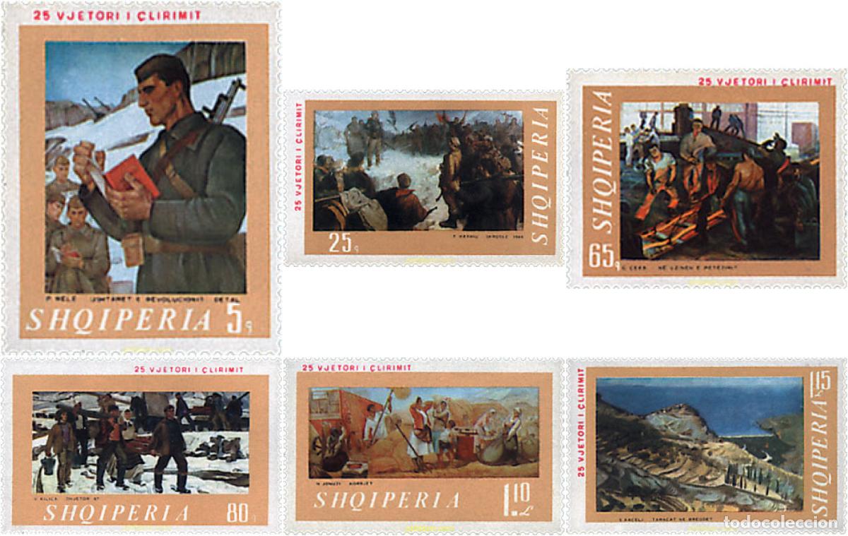 Sellos: 112066 MNH ALBANIA 1969 25 ANIVERSARIO DE LA LIBERACION. PINTURAS