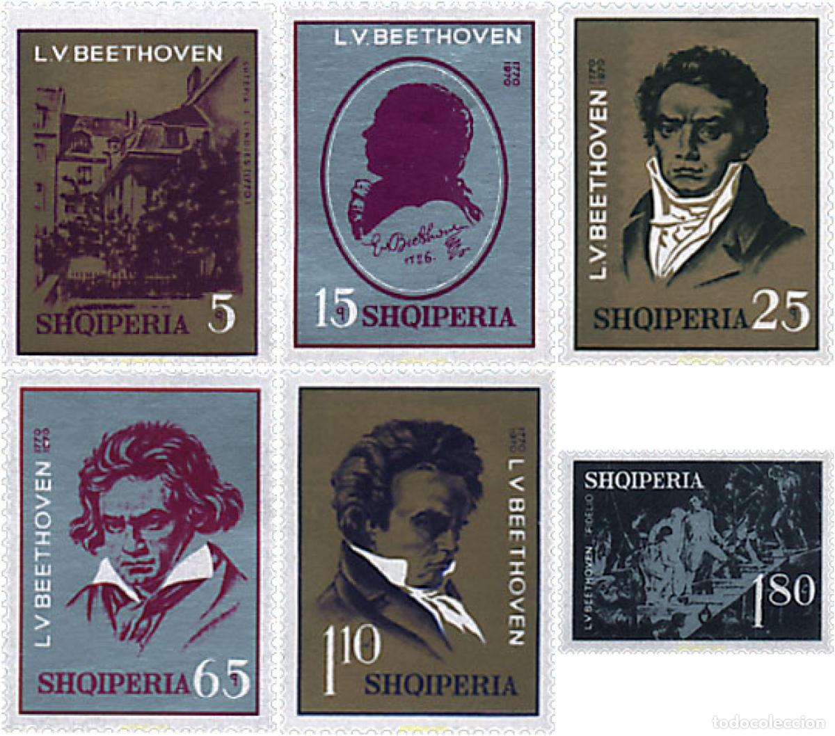 Sellos: 112083 MNH ALBANIA 1970 200 ANIVERSARIO DEL NACIMIENTO DE LUDWIG VAN BEETHOVEN