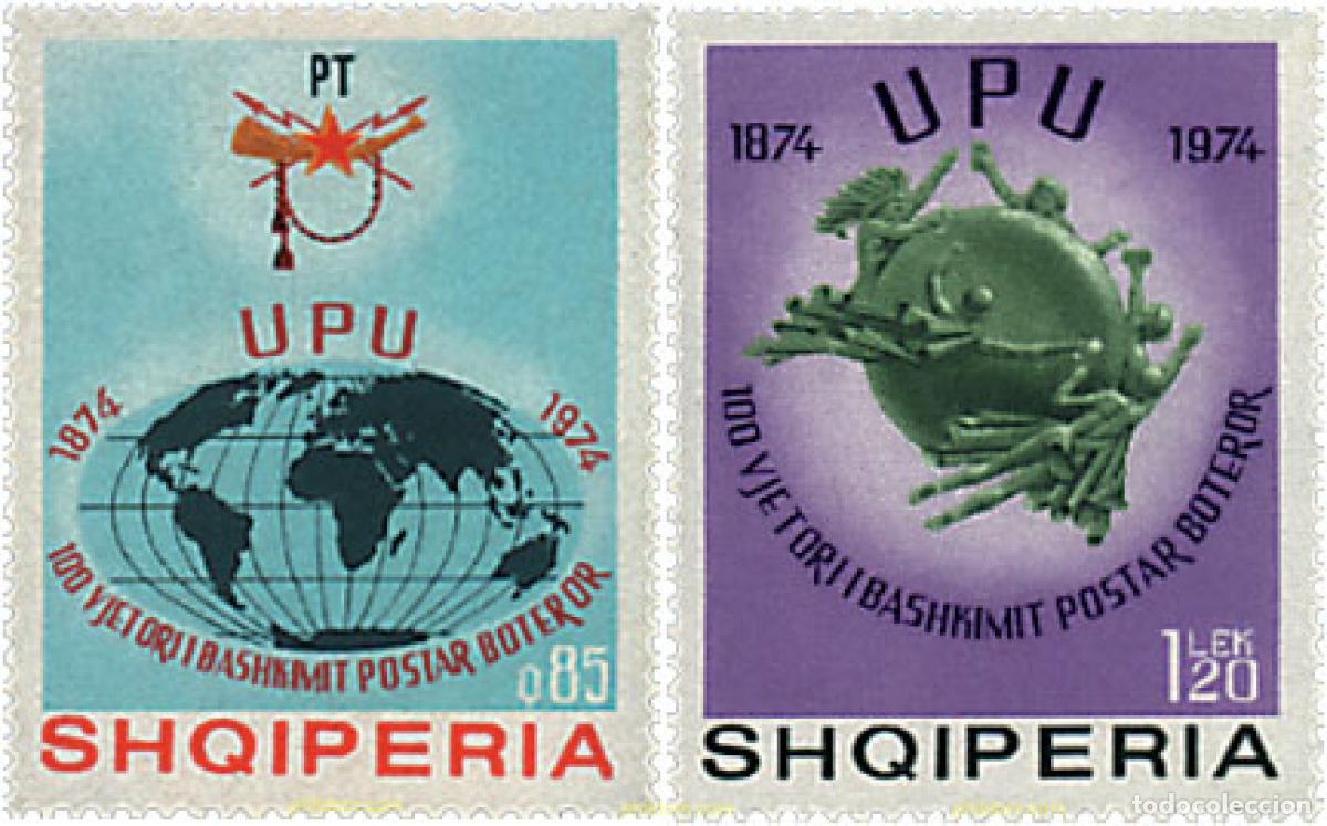Sellos: 112355 MNH ALBANIA 1974 CENTENARIO DE LA UNION POSTAL UNIVERSAL