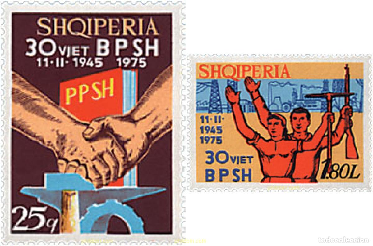 Sellos: 112362 MNH ALBANIA 1975 30 ANIVERSARIO DE LA UNION DE TRABAJADORES