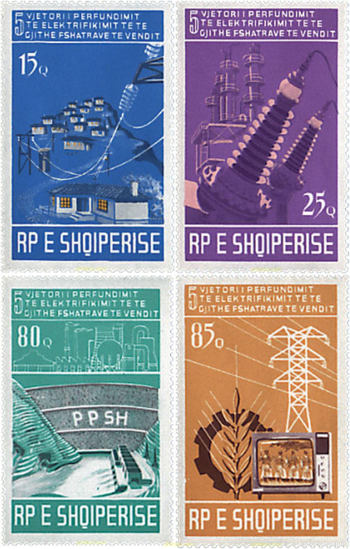 Sellos: 112371 MNH ALBANIA 1975 5 ANIVERSARIO DE LA ELECTRIFICACION RURAL