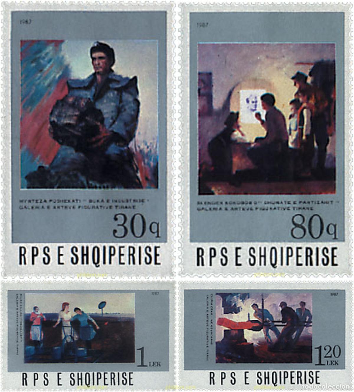 Sellos: 112534 MNH ALBANIA 1987 PINTURAS DE LA GALERIA DE ARTE FIGURATIVO DE TIRANA