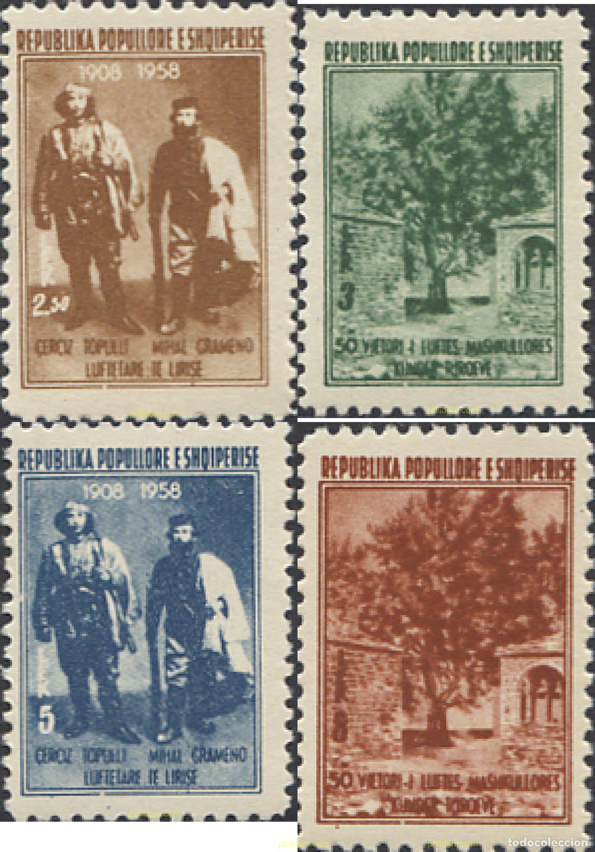 Sellos: 111597 MNH ALBANIA 1958 50 ANIVERSARIO DE LA INSURRECCION CONTRA LOS TURCOS