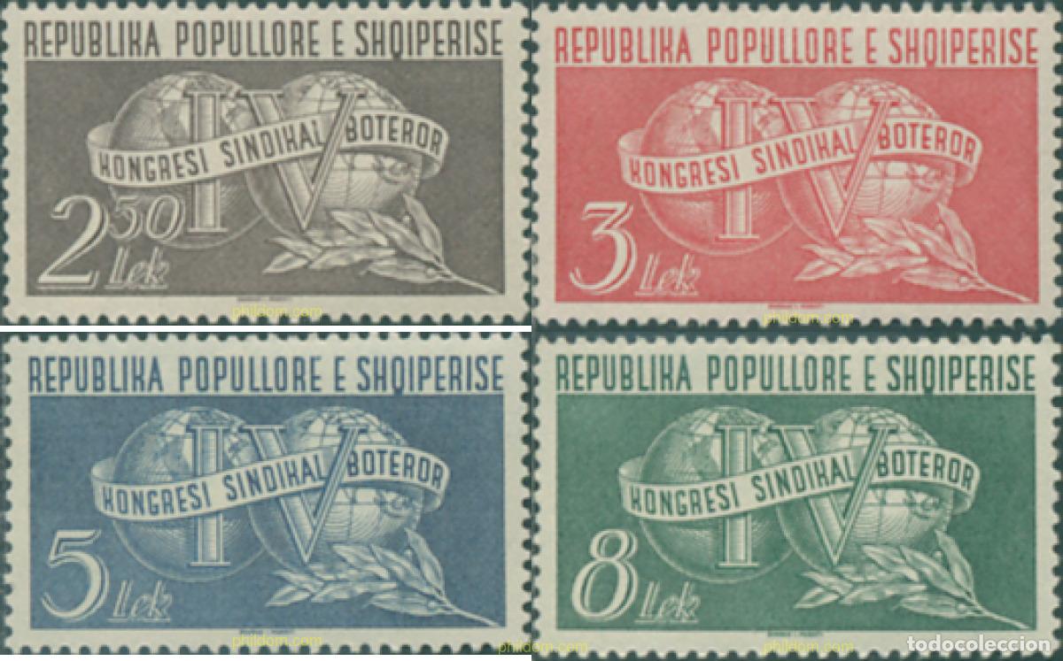 Sellos: 111584 MNH ALBANIA 1957 4 CONGRESO DE SINDICATOS OBREROS EN LEIPZIG