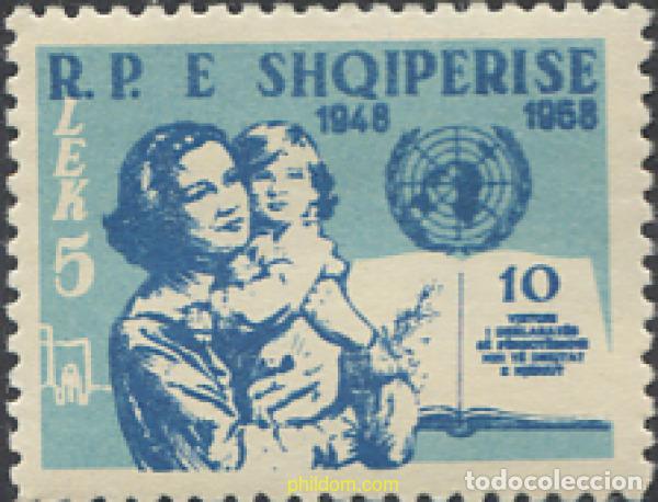 Sellos: 680742 MNH ALBANIA 1959 10 ANIVERSARIO DE LA DECLARACION UNIVERSAL DE LOS DERECHOS HUMANOS
