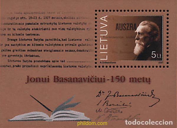 Sellos: 87251 MNH LITUANIA 2001 150 ANIVERSARIO DEL NACIMIENTO DE JONAS BASANAVICIUS