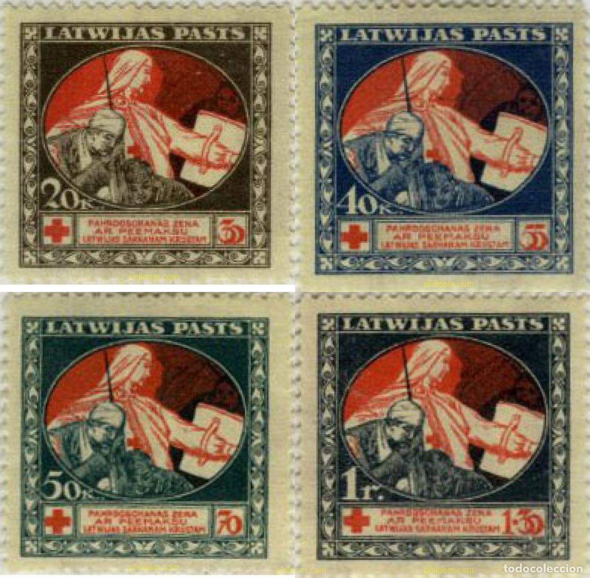 Sellos: 612756 HINGED LETONIA 1920 PRO CRUZ ROJA
