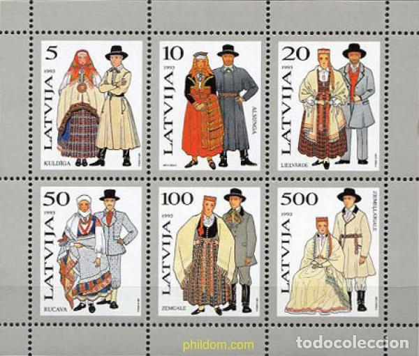 Francobolli: 218118 MNH LETONIA 1993 TRAJES REGIONALES